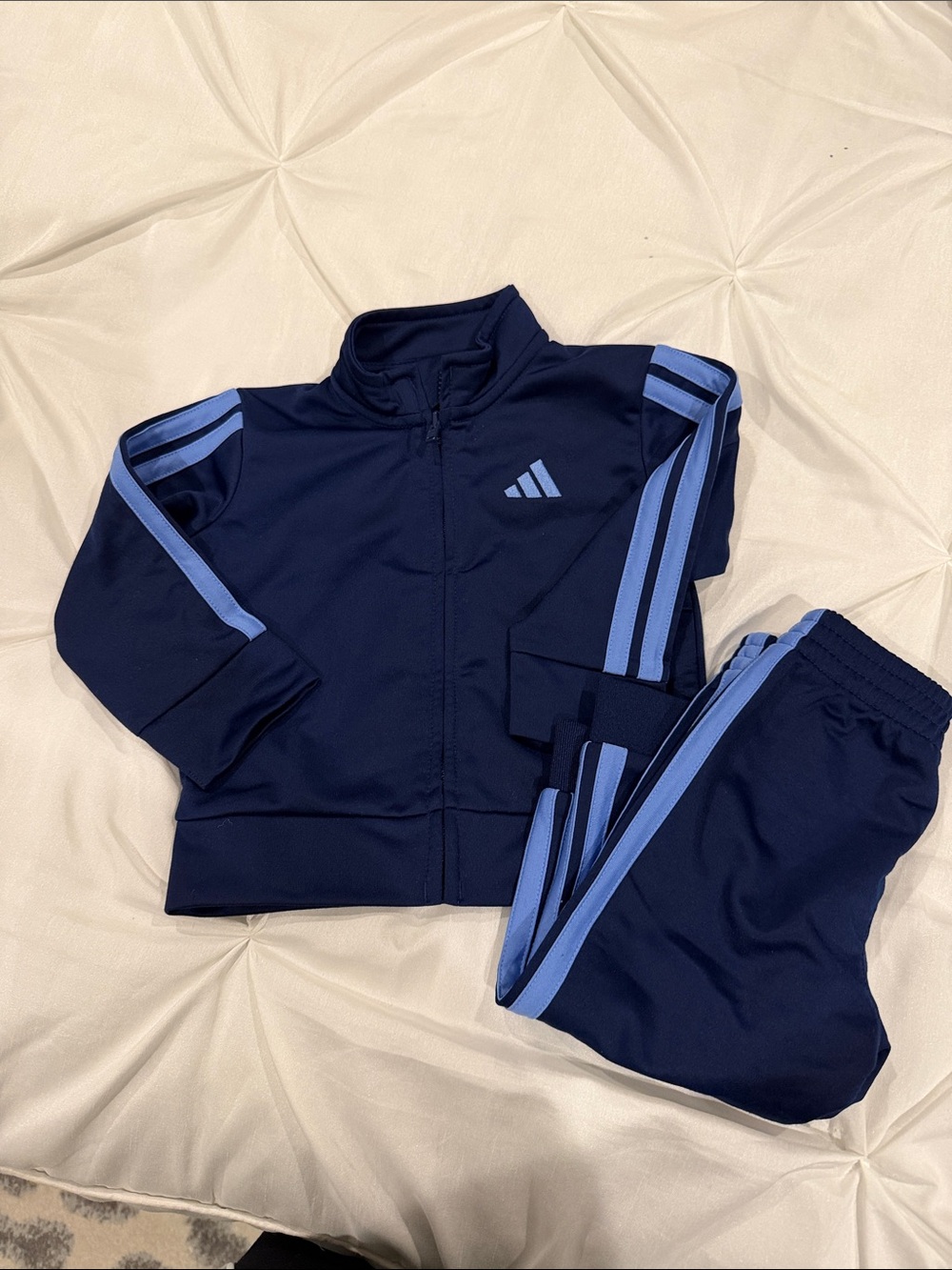 adidas Navy and Light Blue Kids Track Jacket & Joggers Set